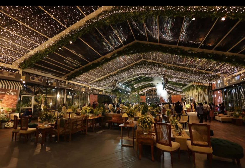 German hanger tent dressed for a dinner