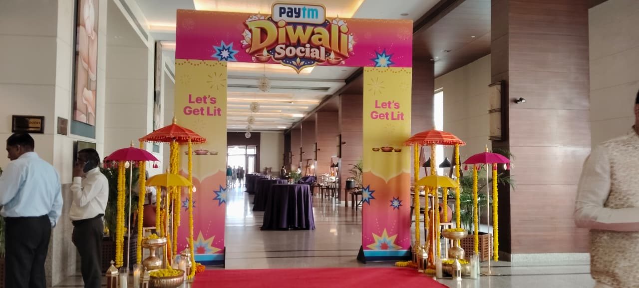 Branded Diwali activation in an office corridor