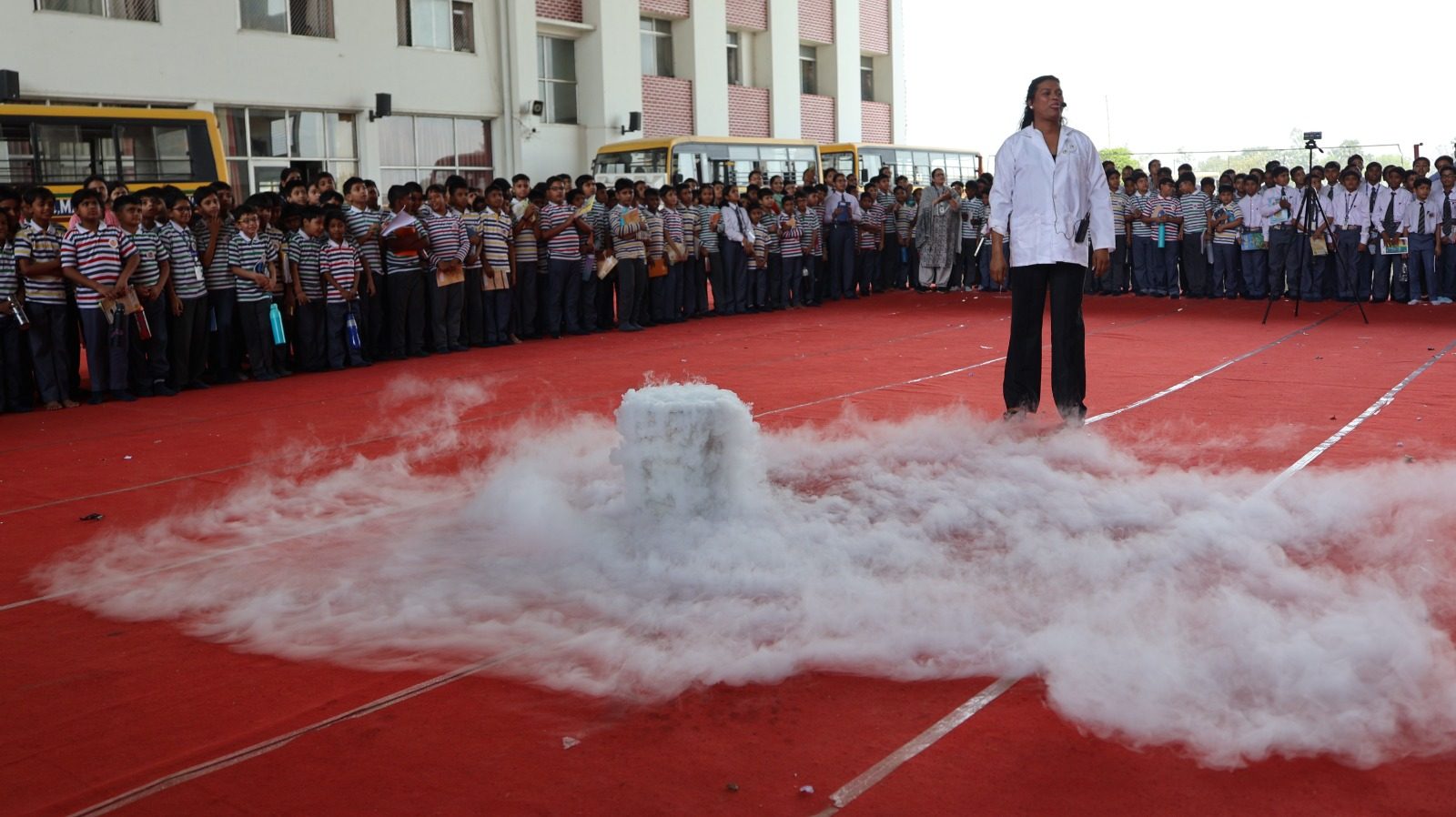 Dry ice show at a school event