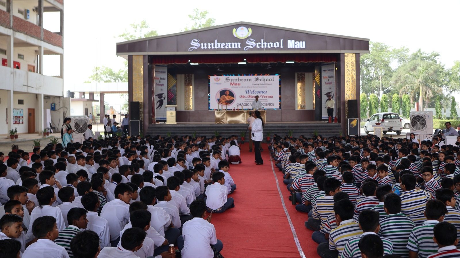 Stage built for a school assembly