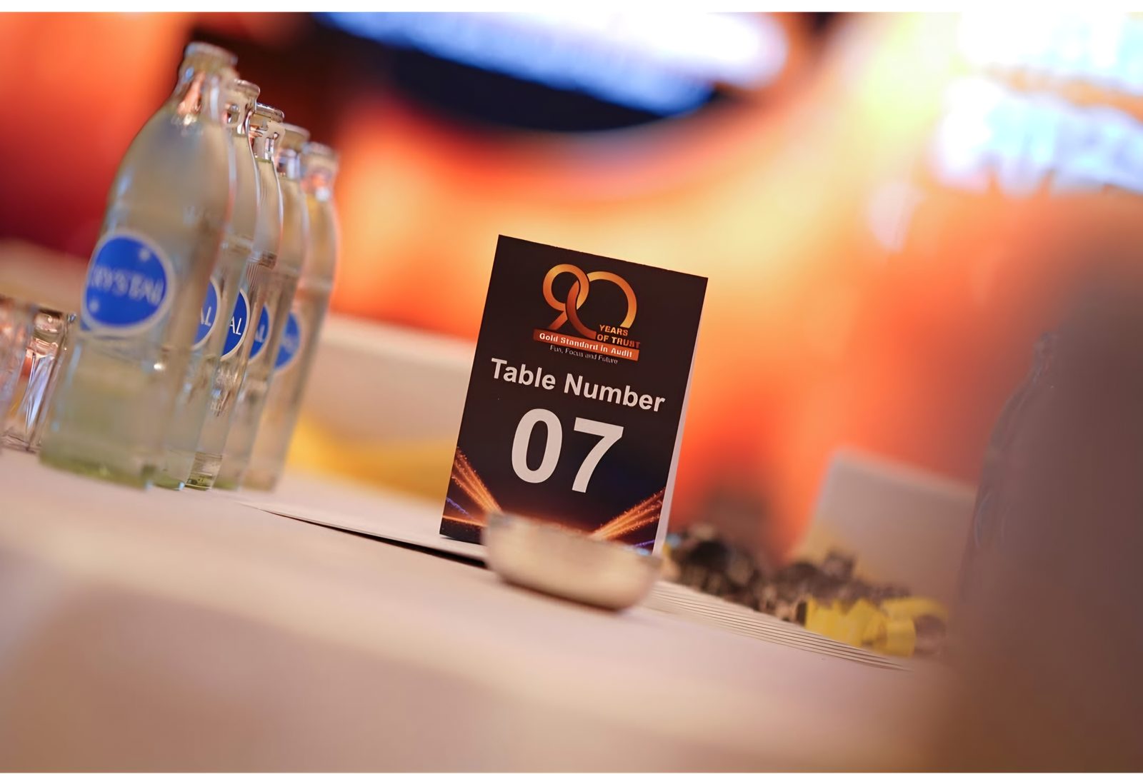 Table number card on a laid table