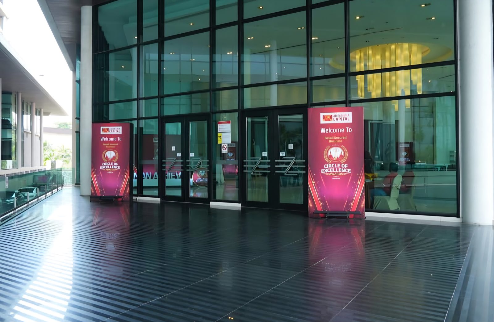 Venue entrance with branded standees